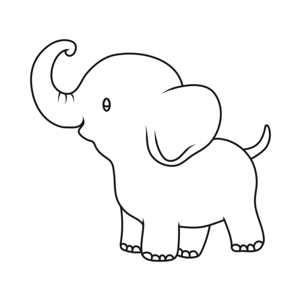 Пустой очерк милого детского мультяшного слоненка. Isolated — стоковый вектор