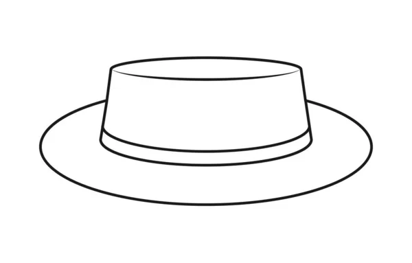 Empty outline of a low-crowned hat. Headdress icon, hat. Isolate — 스톡 벡터