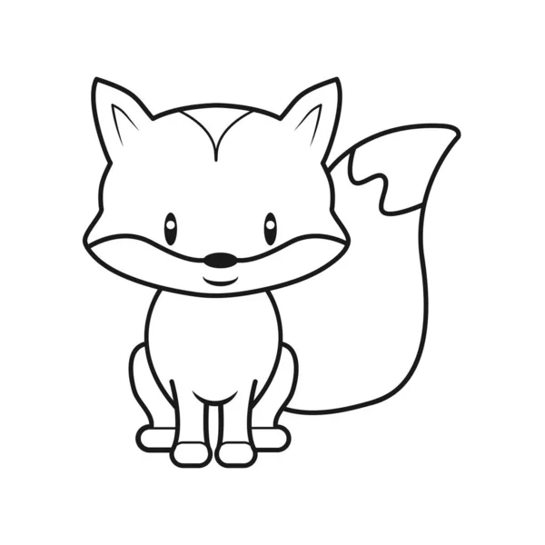 Renard de contour vide. Mignon contour de dessin animé pour enfants. Isolat du stock sur une — Image vectorielle