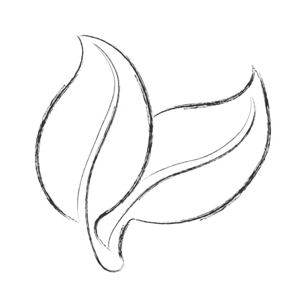 Μολύβι σκίτσο φύλλου φυτού. Επίπεδο Doodle στυλ. Απομονωμένα σε α — Διανυσματικό Αρχείο