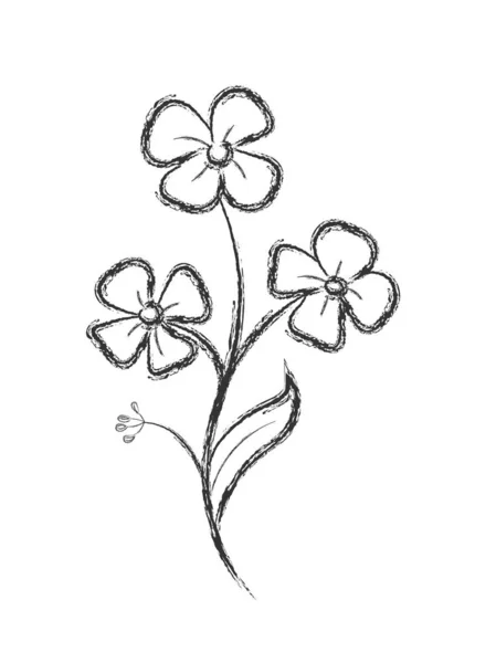 Desenho a lápis de uma flor com pétalas. Estilo Doodle plano. Isolado —  Vetores de Stock