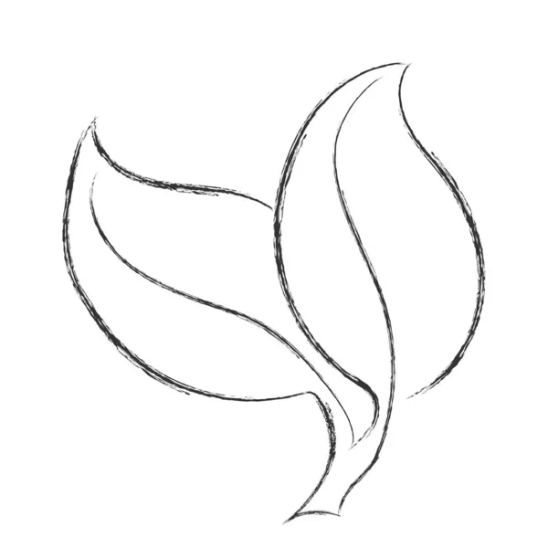 Dibujo a lápiz de una hoja de planta. Estilo Doodle plano. Aislado en un — Vector de stock