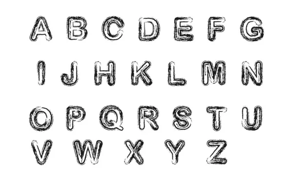 Desenho a lápis de letras do alfabeto latino em estilo Doodle — Vetor de Stock