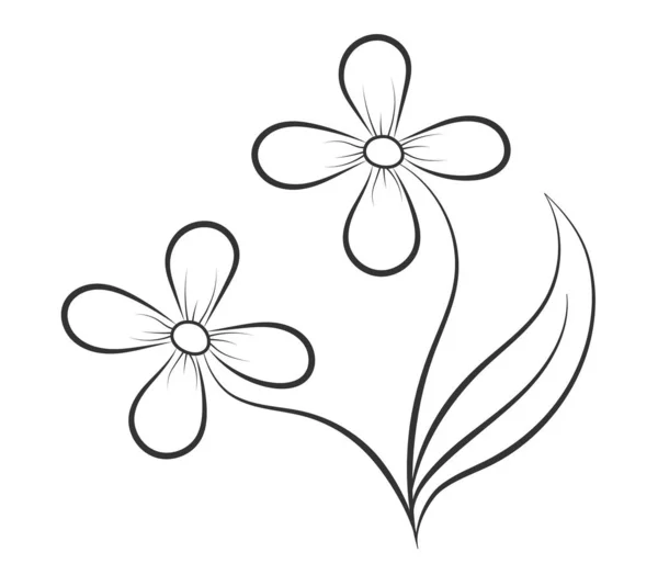 Ζωγραφική διάνυσμα ενός λουλουδιού στο στυλ του Doodle. Κενό περίγραμμα — Διανυσματικό Αρχείο