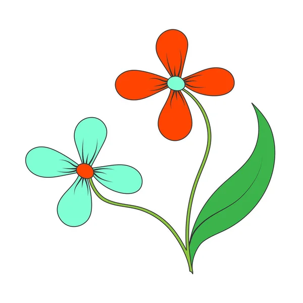 Desenho de vetor a cores de uma flor no estilo de Doodle. Preenchido — Vetor de Stock