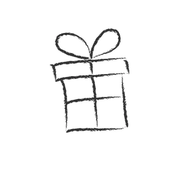 Dessin au crayon vectoriel d'une boîte cadeau dans le style de Doodle — Image vectorielle