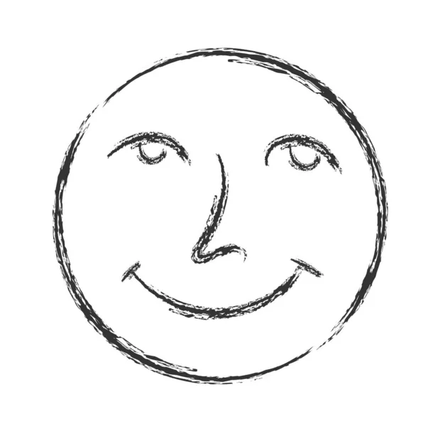 Dibujo a lápiz de una cara sonriente alegre al estilo de Doodle . — Archivo Imágenes Vectoriales