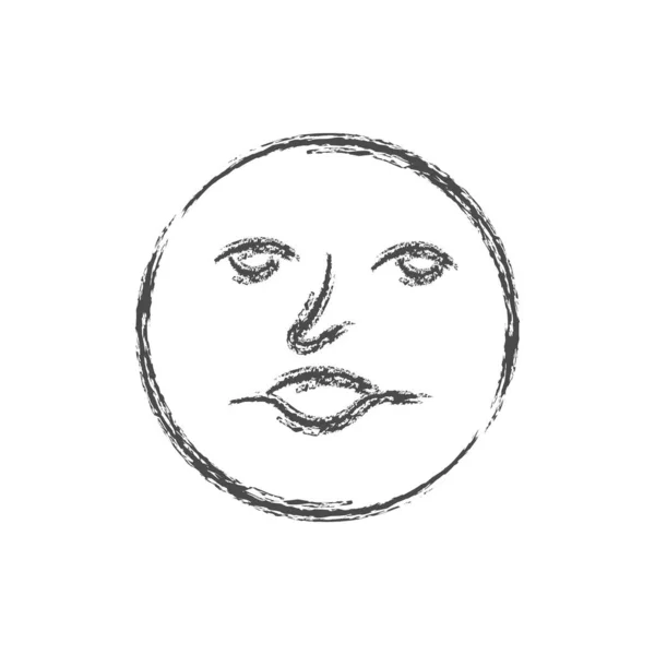Desenho a lápis de um rosto engraçado no estilo de Doodle. Isolados —  Vetores de Stock