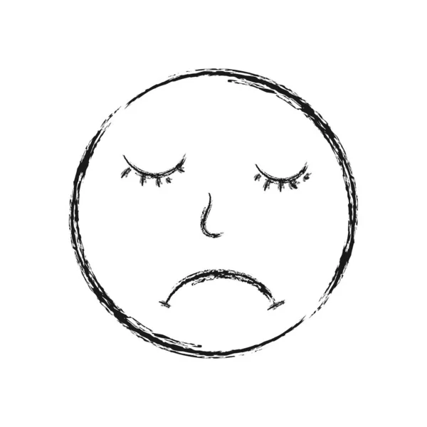 Dibujo a lápiz de una cara triste al estilo de Doodle. Aislado en — Vector de stock