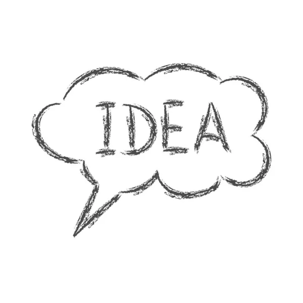 Nube de habla con la palabra IDEA. Dibujo a lápiz en el estilo de D — Vector de stock