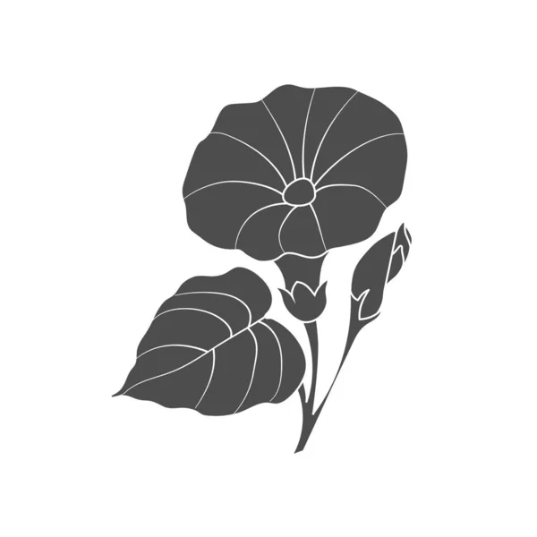 Wektorowa sylwetka kwiatu z liśćmi na białym tle — Wektor stockowy