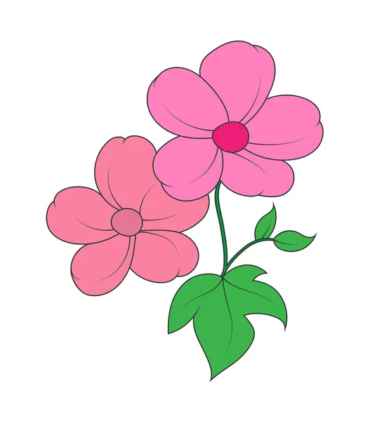 Vetor silhueta colorida de uma bela flor isolada em um wh — Vetor de Stock
