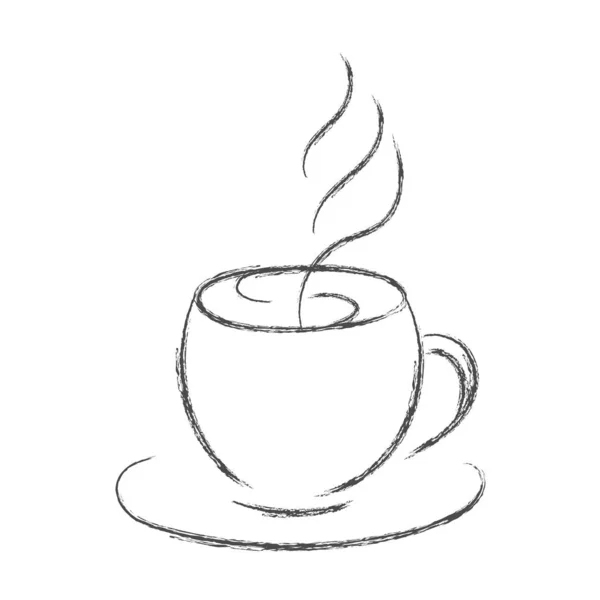 Dessin au crayon vectoriel d'une tasse de café chaud ou de thé. Isolé le — Image vectorielle