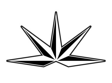 Beş köşeli soyut yıldız. Beyaz bir arkaplanda izole edilmiş.