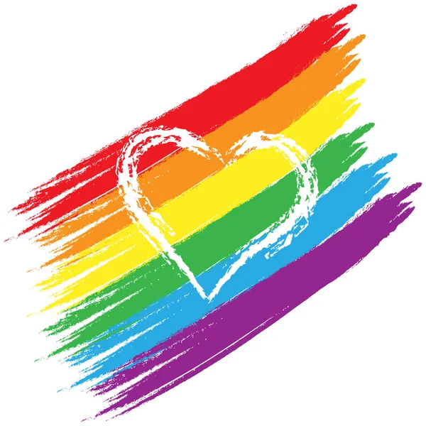 Lgbt renklerinde fırça darbeleri ve t 'de beyaz bir kalp