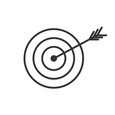 Vektör hedef simgesi. Ok hedefin merkezine isabet etti. İzole