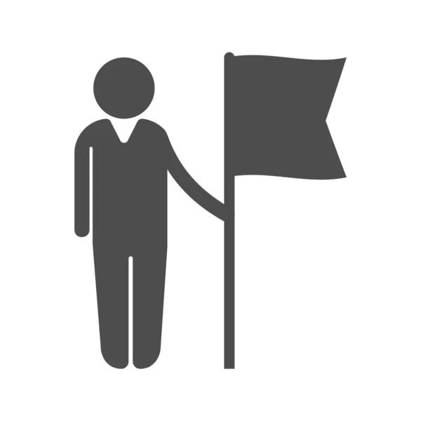 Icona vettoriale di un uomo con una bandiera. Isolare per applicazioni e temi des — Vettoriale Stock