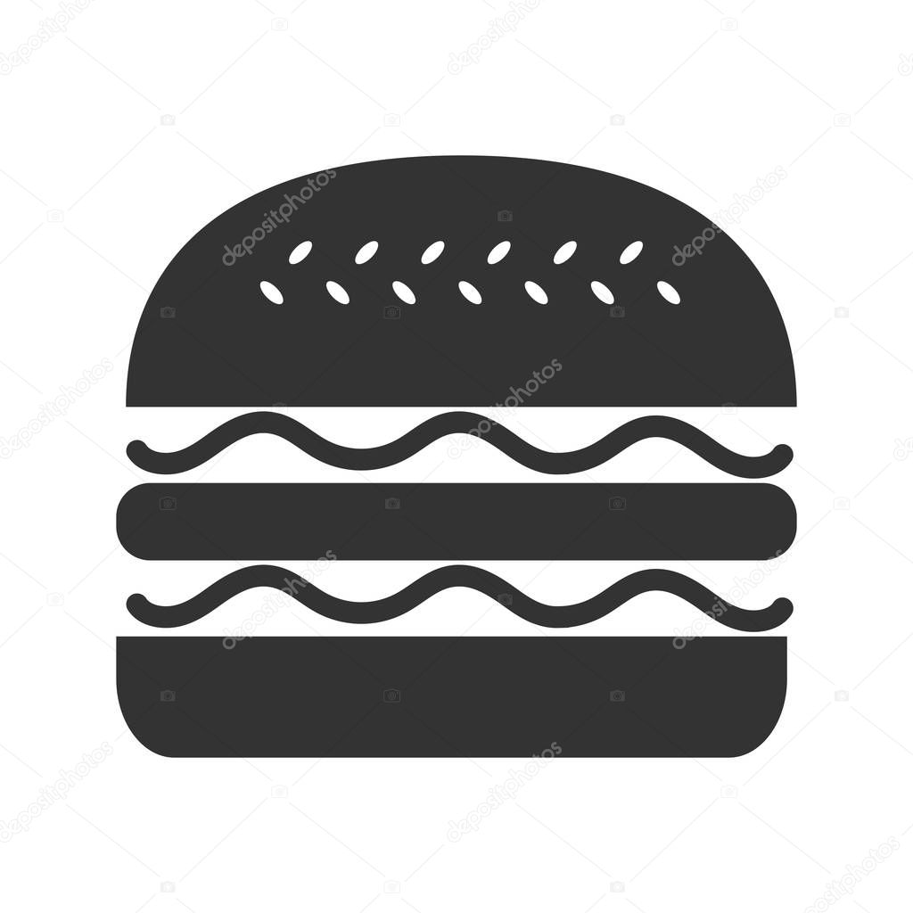 Hamburger or cheeseburger icon for websites and apps, stickers, stickers and logos. Isolated on a white background. Simple design.