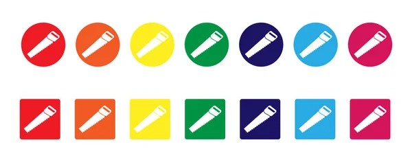 Ensemble Icônes Scie Métaux Couleur Outils Main Simple Désir Plat — Image vectorielle