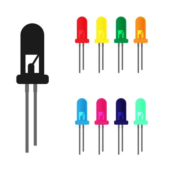 Conjunto Iconos Led Colores Simples Elemento Electrónico Radio Diseño Plano — Vector de stock