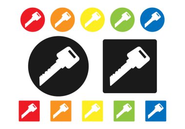 Renkli anahtar simgeleri kümesi. Basit düz tasarım