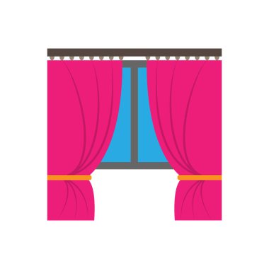 Perdeli renkli pencere simgesi. Web siteleri ve uygulamalar için basit düz tasarım