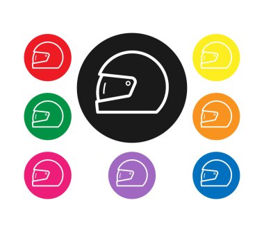 Kaskın renkli simgelerinden oluşan bir set. Web siteleri ve uygulamalar için basit düz tasarım