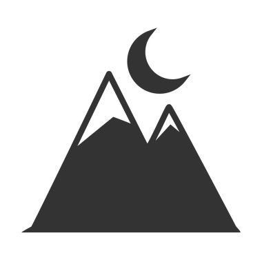 Dağların ve Hilal 'in basit bir simgesi. Web siteleri ve uygulamalar için basit düz tasarım