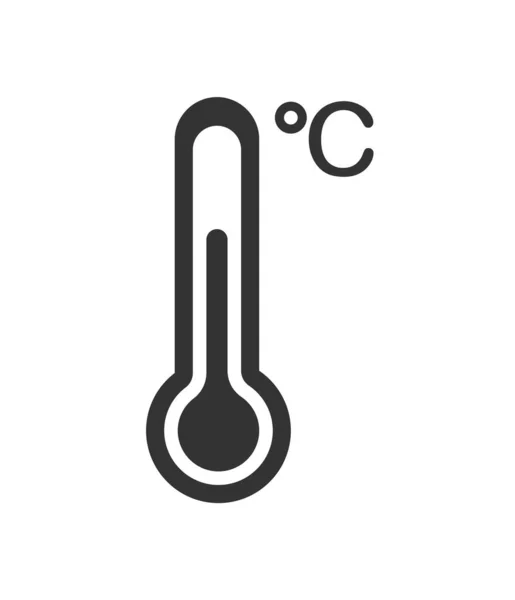 Векторная Иконка Термометра Температурой Цельсии Датчик Температуры Простой Плоский Дизайн — стоковый вектор