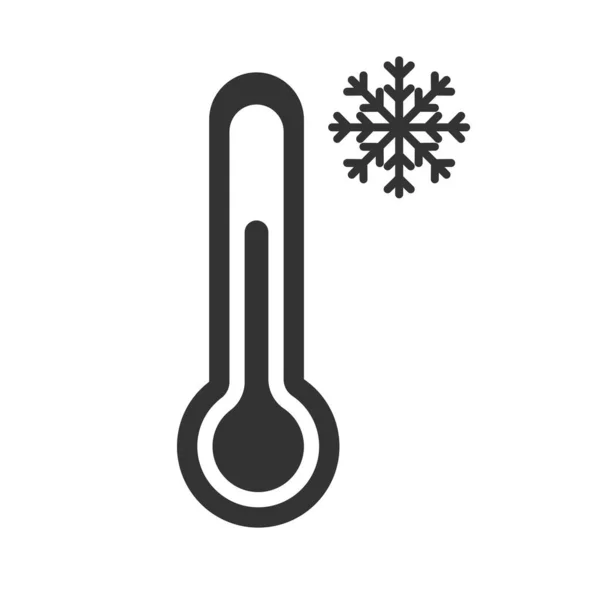 Vektorový Teploměr Ikonou Sněhové Vločky Studené Počasí Teplotní Senzor Jednoduchý — Stockový vektor