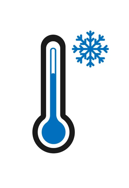 Vektorthermometer Symbol Mit Schneeflockensymbol Kaltes Wetter Temperaturfühler Einfaches Flaches Design — Stockvektor