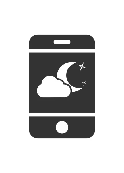 Vector Icono Del Teléfono Móvil Con Una Noche Icono Nublado — Archivo Imágenes Vectoriales