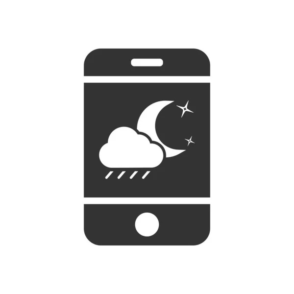矢量手机图标与夜雨图标 应用程序和网站的简单平面设计 — 图库矢量图片