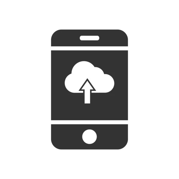 Ícone Telefone Móvel Vetorial Com Ícone Nuvem Seta Para Cima —  Vetores de Stock
