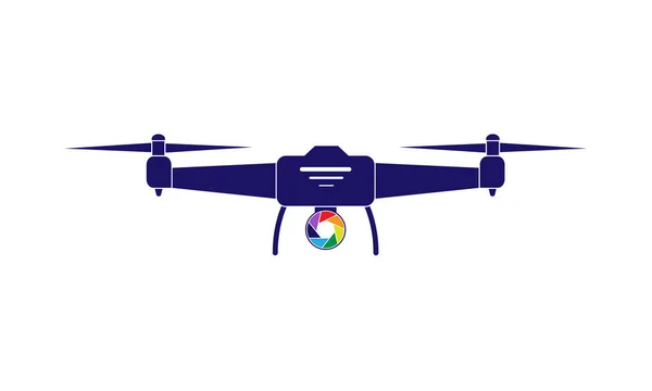Ícone Vetorial Colorido Drone Com Uma Câmera Design Plano Simples — Vetor de Stock