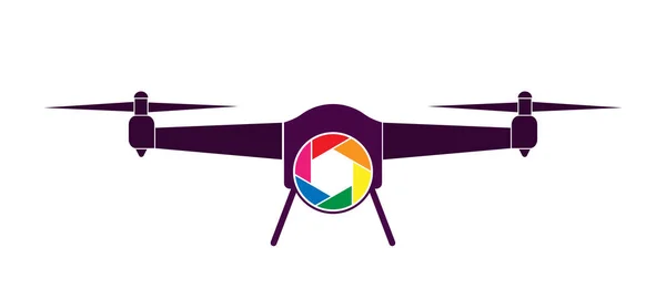 Ícone Vetorial Colorido Drone Com Uma Câmera Design Plano Simples — Vetor de Stock