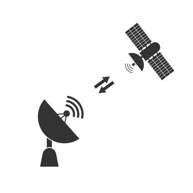 Uydu anteni bir uzay uydusundan gelen sinyalle iletişim kuruyor. Basit düz tasarım.