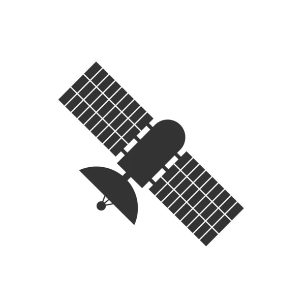 Icône Satellite Avec Antenne Panneaux Solaires Conception Plate Simple Pour — Image vectorielle