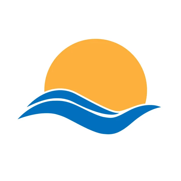 Ікона Морської Хвилі Тлі Заходу Сонця Простий Плоский Дизайн Логотипів — стоковий вектор