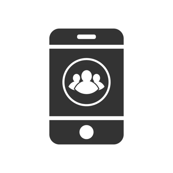Смартфон Иконой Группы Людей Простой Плоский Дизайн Веб Сайта Логотипа — стоковый вектор