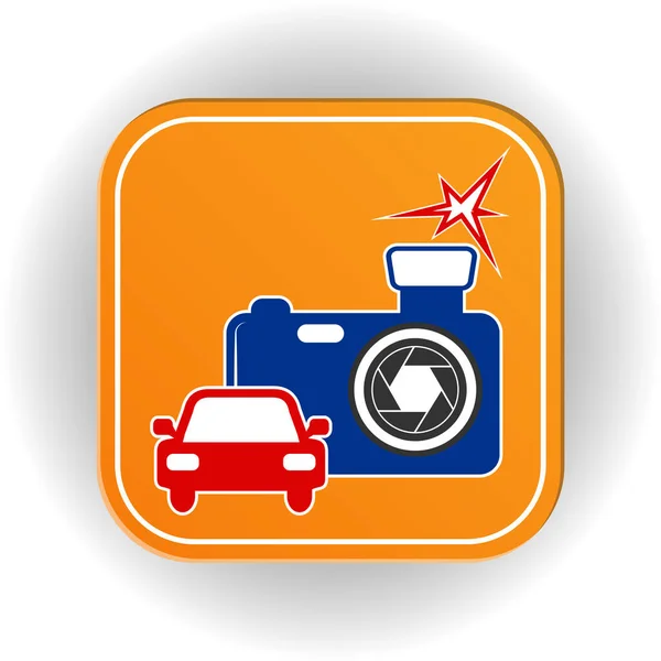 Ikona Wektora Kamera Lampą Błyskową Sterowania Ruchem Samochodów Ilustracja Magazynu — Wektor stockowy