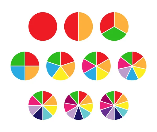 Satz Farbiger Tortendiagramme Für Schritte Oder Abschnitte Einen Businessplan Eine — Stockvektor