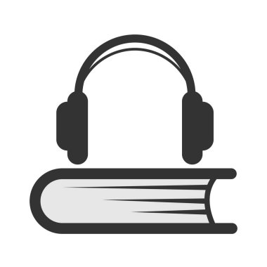 Vektör ikonu, kulaklık ve kitap. Web siteleri, uygulamalar ve logolar için stok illüstrasyonu.