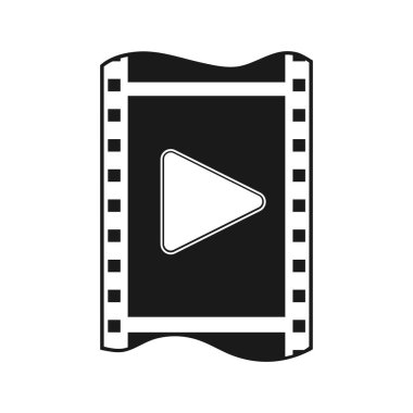 Vektör simgesi, çalma ikonlu film çerçevesi. Web siteleri, uygulamalar ve logolar için stok illüstrasyonu. 