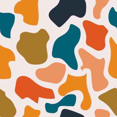 Soyut şekilli kusursuz bir desen. Modern rastgele renkler. Tekstil, ambalaj, kağıt baskı, basit arkaplan ve dokular için ideal