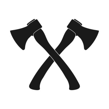 Baltanın simgesi. İki çapraz balta. Basit düz tasarım, hisse senedi çizimi