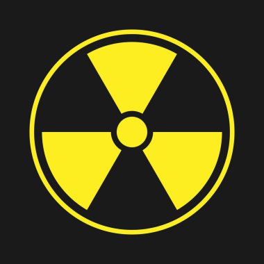 Radyoaktivite simgesi. Radyoaktif madde, tehlike ya da risk. Basit düz tasarım beyaz arkaplanda izole edildi. Stok illüstrasyonu