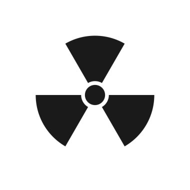 Radyoaktivite simgesi. Radyoaktif madde, tehlike ya da risk. Basit düz tasarım beyaz arkaplanda izole edildi. Stok illüstrasyonu