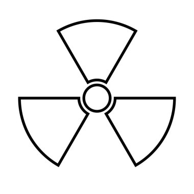 Radyoaktivite simgesi. Radyoaktif madde, tehlike ya da risk. Basit düz tasarım beyaz arkaplanda izole edildi. Stok çizimi, boş özet