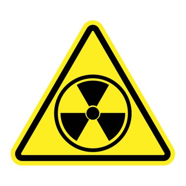 Radyoaktivite simgesi. Radyoaktif madde, tehlike ya da risk. Basit düz tasarım beyaz arkaplanda izole edildi. Stok illüstrasyonu